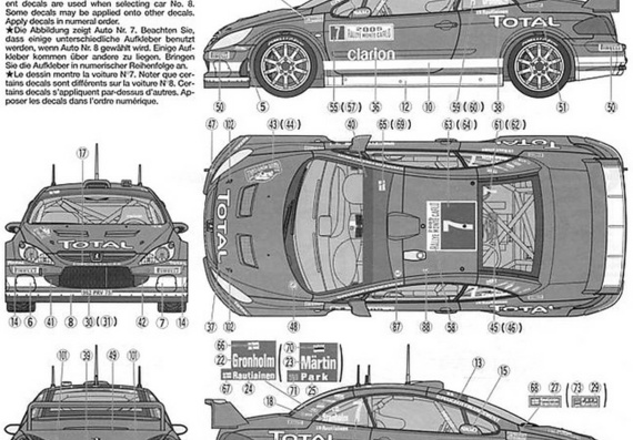 Peugeot 307 WRC (Monte Carlo 2005) (Пежо 307 ВРC (Монте Карло 2005)) - чертежи (рисунки) автомобиля